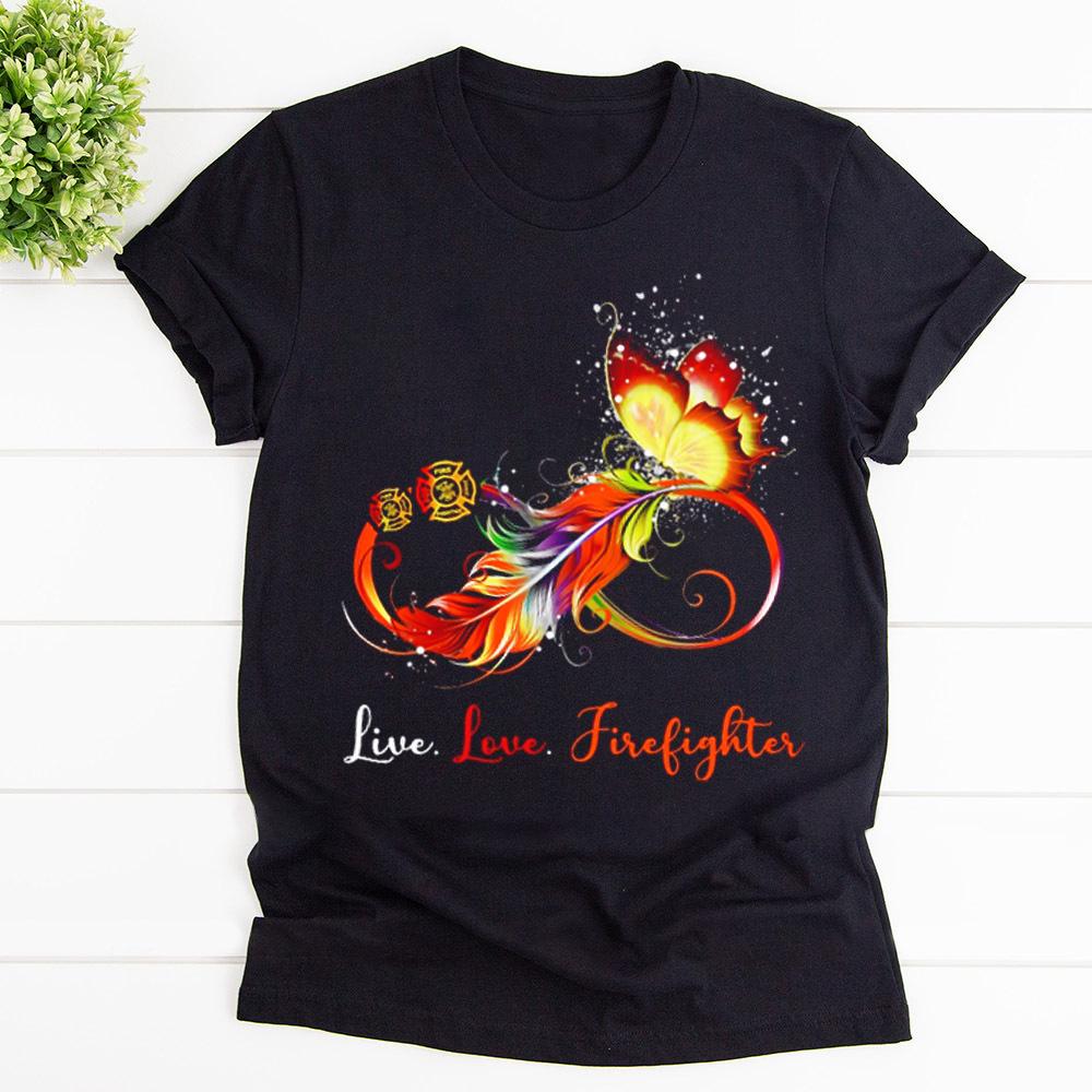 Butterfly Frather Colorful Live Love Firefighter Colorful T Shirt Black Unisex S-6XL