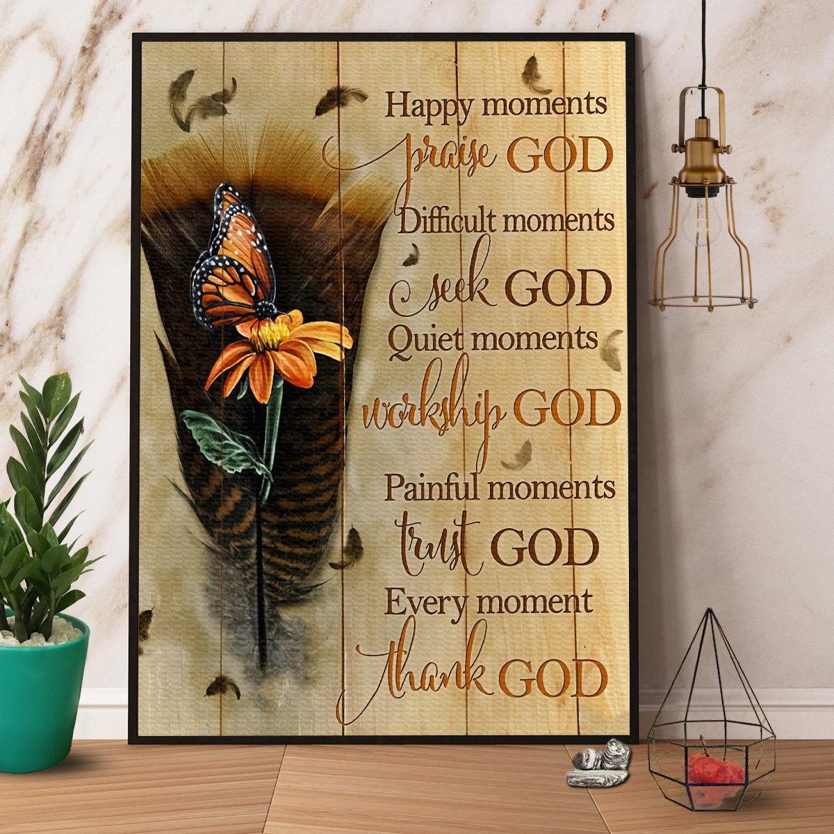 Butterfly Happy Moment Praise God Difficult Moment Seek God Satin Poster Portrait No Frame