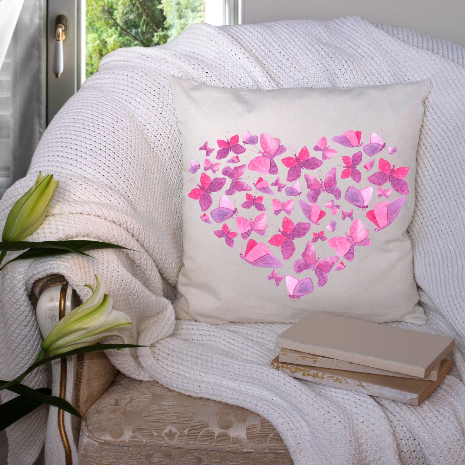 Butterfly Hearts - Valentine Pillow Cover, Valentines Day Gifts, Valentine Day Pillow Gifts