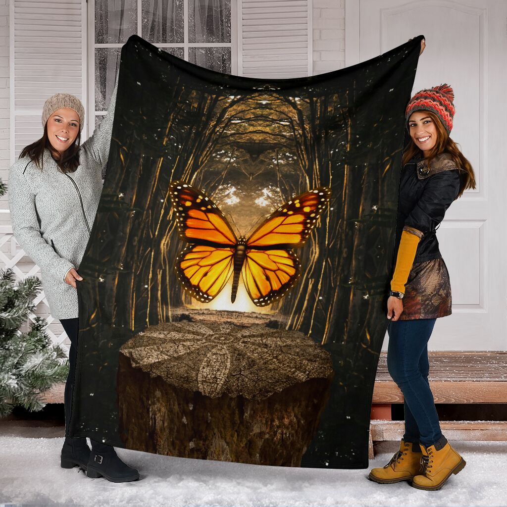 Butterfly In The Forest Fleece Blanket bf1711