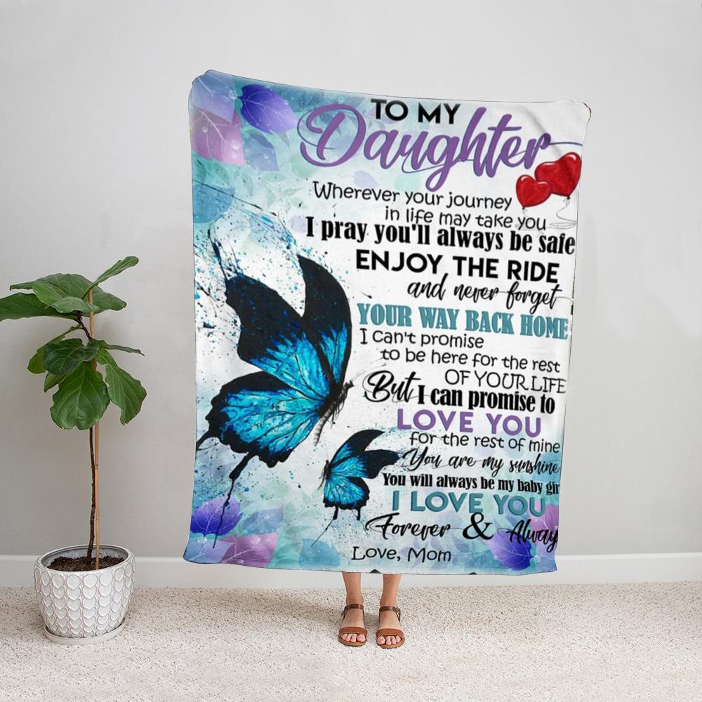 Butterfly mom to my daughter i can promise to love you for the rest of mine Fleece Blanket