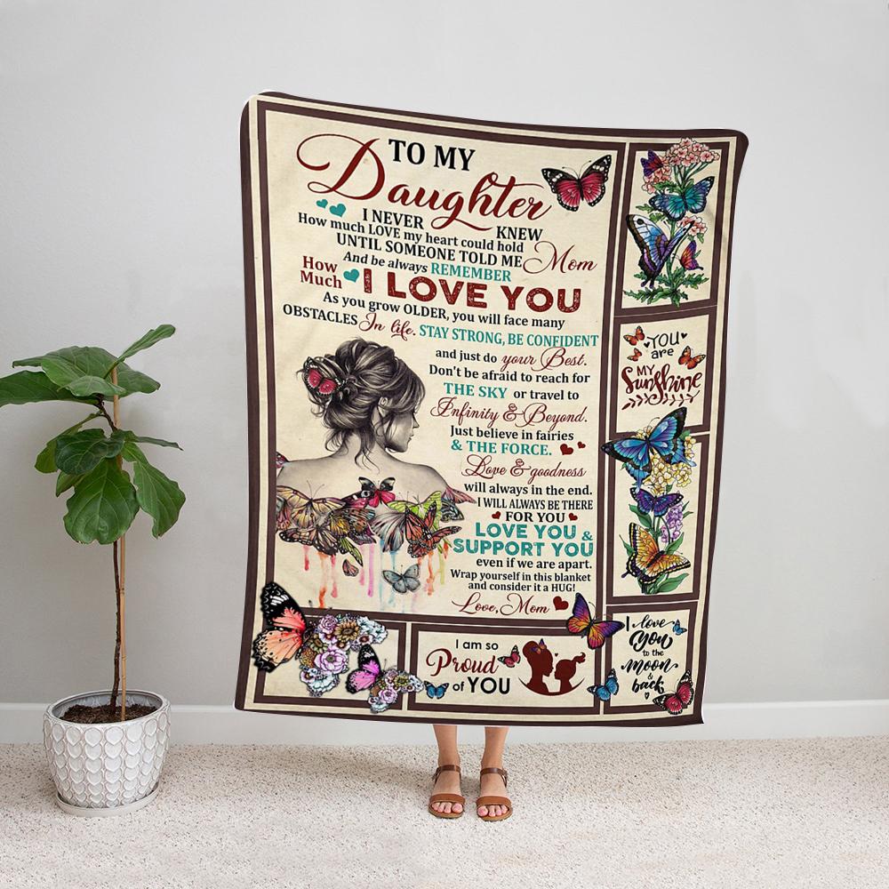 Butterfly mom to my daughter remember how much i love you as you grow older you will face many obstacles Fleece Blanket Small Medium Large X-large