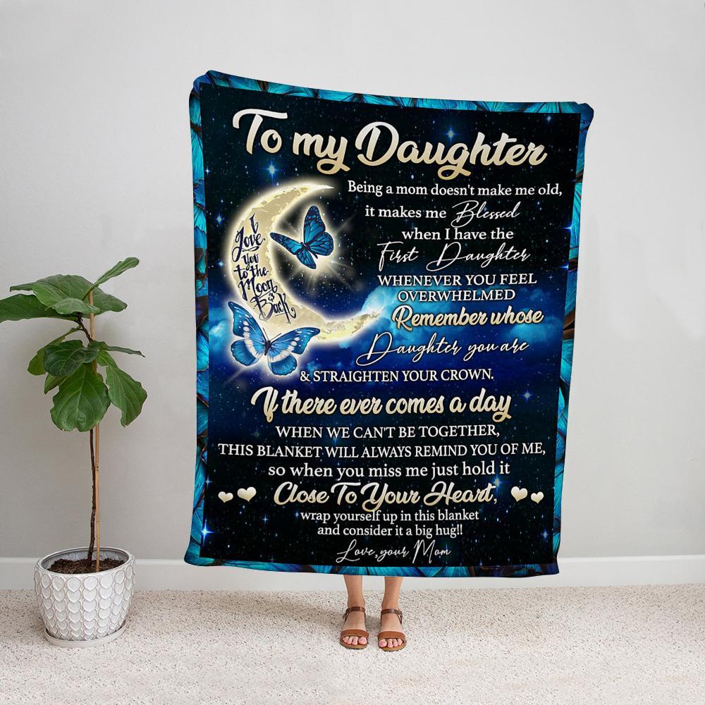 Butterfly mom to my daughter wrap yourself up in this blanket consider it a big hug moon light Fleece Blanket