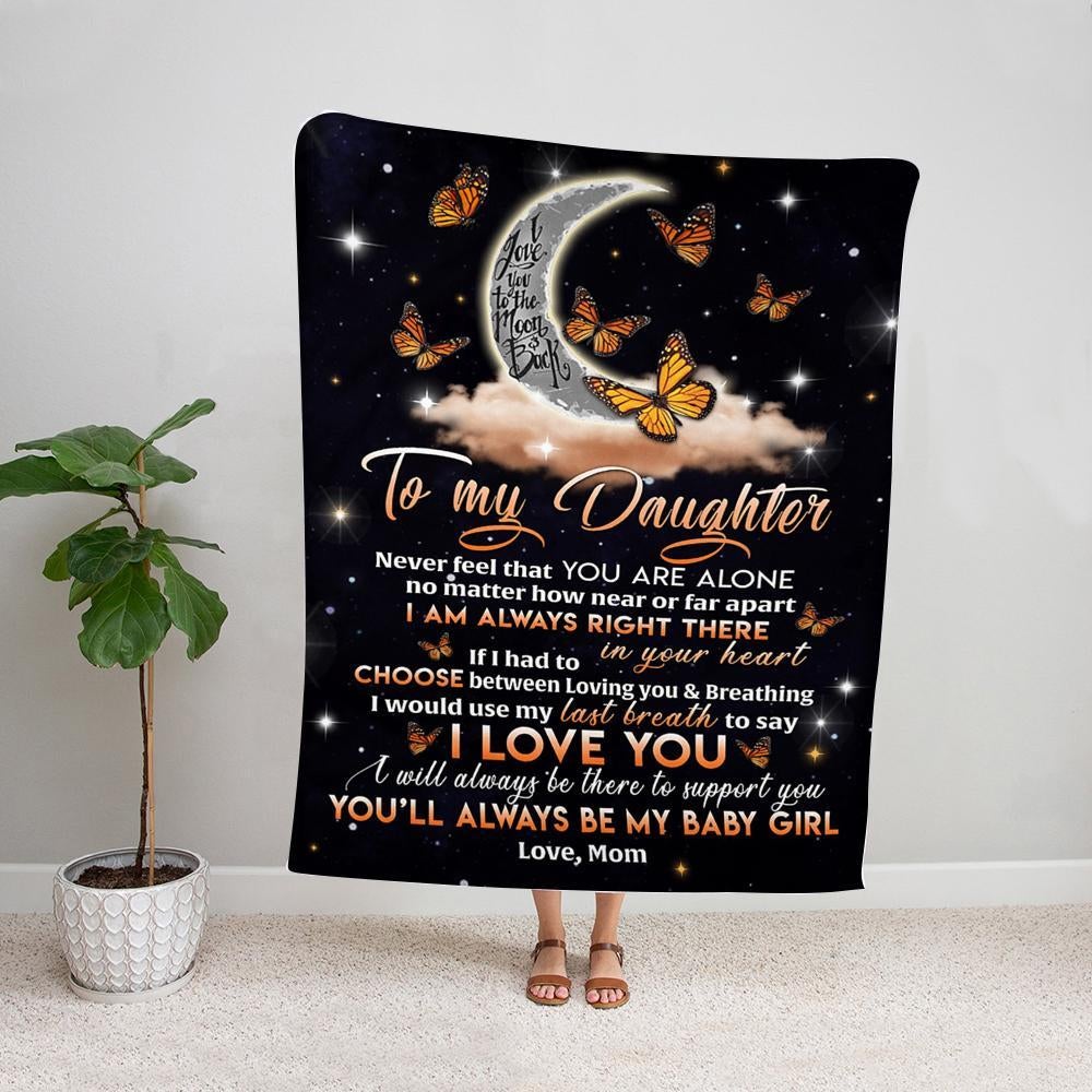 Butterfly mom to my daughter you'll always be my baby girl love you to the moon & back night Fleece Blanket