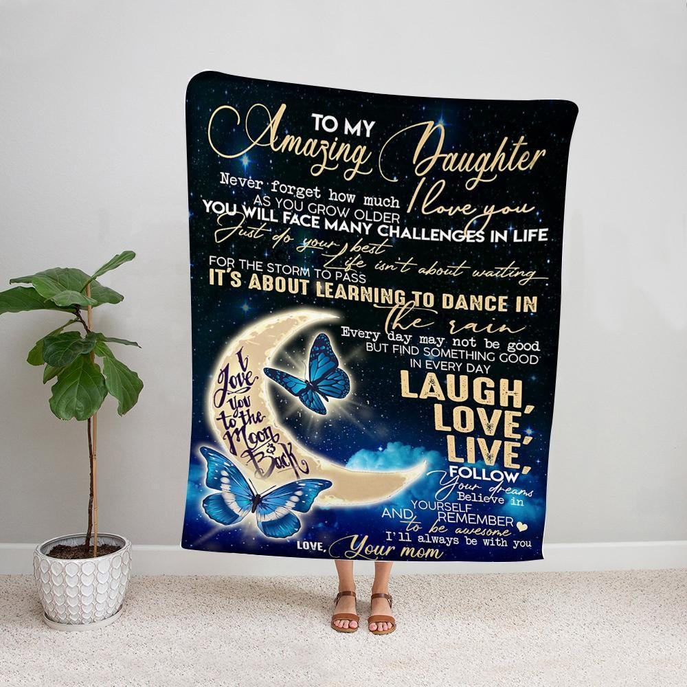 Butterfly mother in law to my daughter in law you will always be my baby girl blue night Fleece Blanket