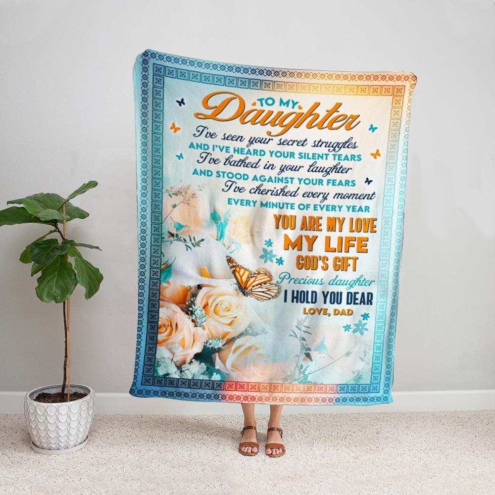 Butterfly rose to my daughter you are my love my life Fleece Blanket