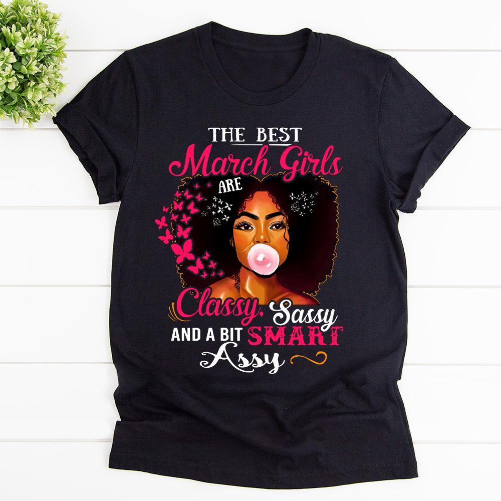 Butterfly The Best March Girls Black Afro Girl A Bit Smart Assy T Shirt Black Unisex S-6XL