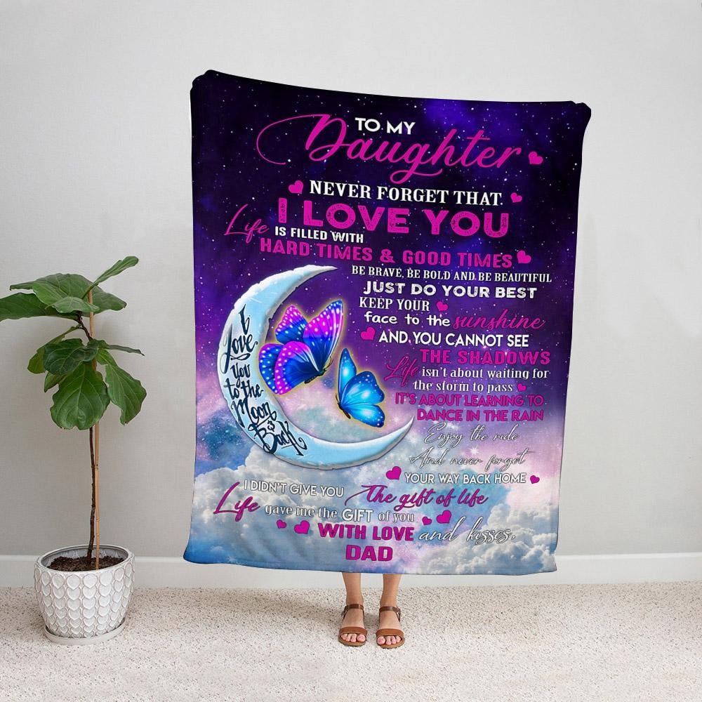 Butterfly to my daughter just do your best purple Fleece Blanket