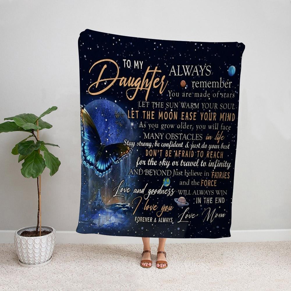 Butterfly to my daughter you are made of stars let the sun warm your soul Fleece Blanket