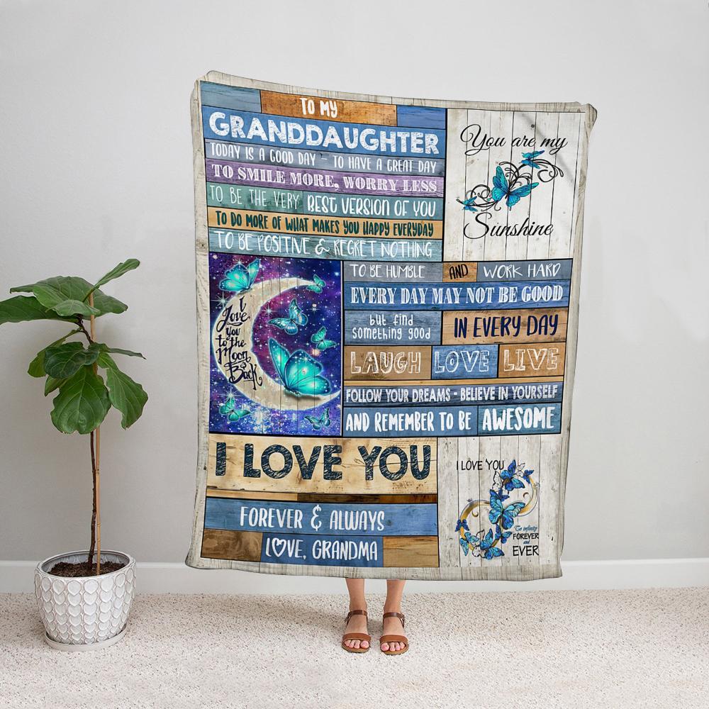 Butterfly to my granddaughter i love you forever and always Fleece Blanket