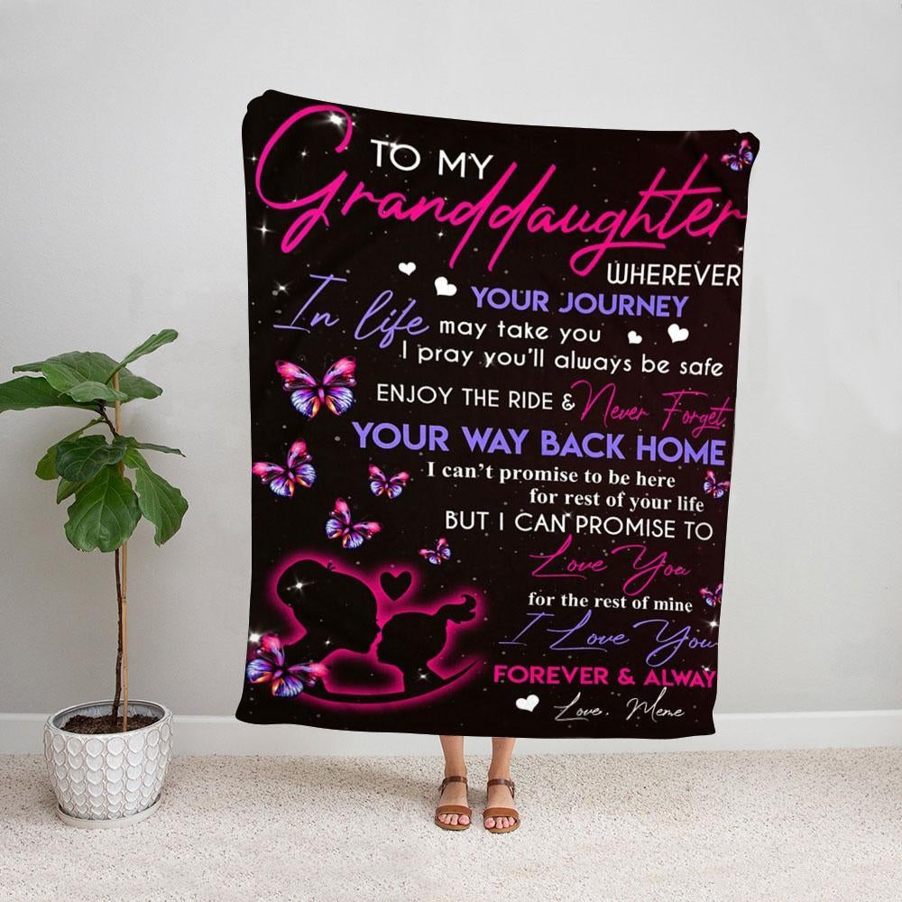 Butterfly to my granddaughter in life may take you i pray you'll always be safe Fleece Blanket