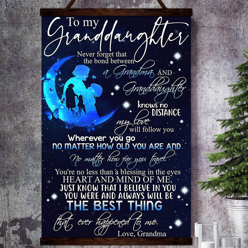 Butterfly To My Granddaughter My Love Will Follow You Always Satin Poster Portrait no Frame