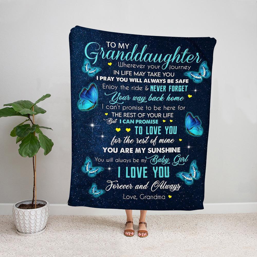 Butterfly to my granddaughter never forget your way back home i love you forever & always Fleece Blanket