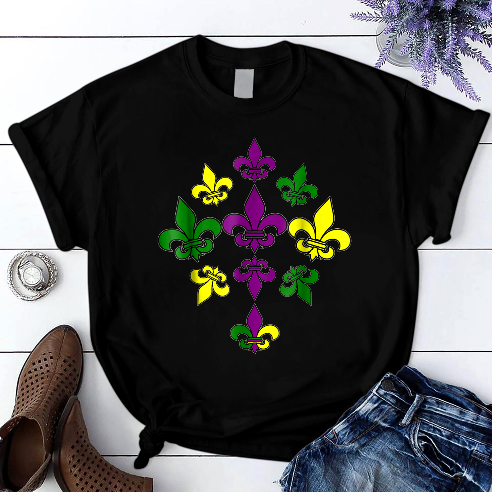 Cajun Traditional Mardi Gras Colors T Shirt Black Unisex S-6Xl