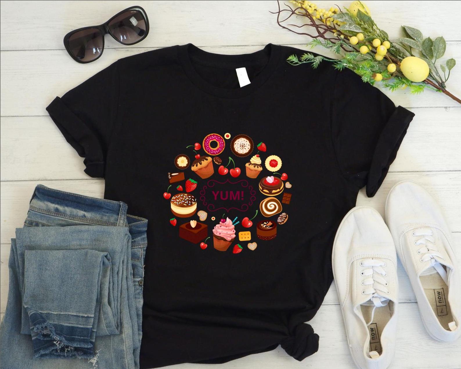 Cake lovers t shirt cup cake lovers gift deserts lovers t shirt T Shirt Black Unisex S-6XL