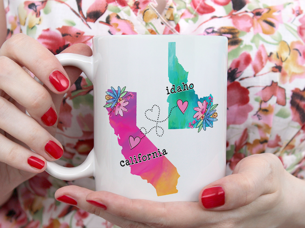 California And Idaho Personalized Name State Mug White Ceramic 11-15oz Coffee Tea Cup