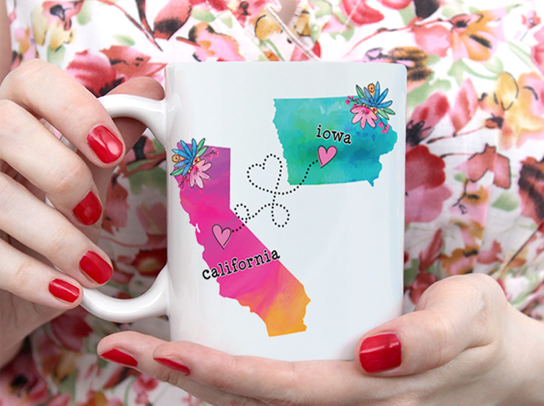 California And Iowa Personalized Name State Mug White Ceramic 11-15oz Coffee Tea Cup