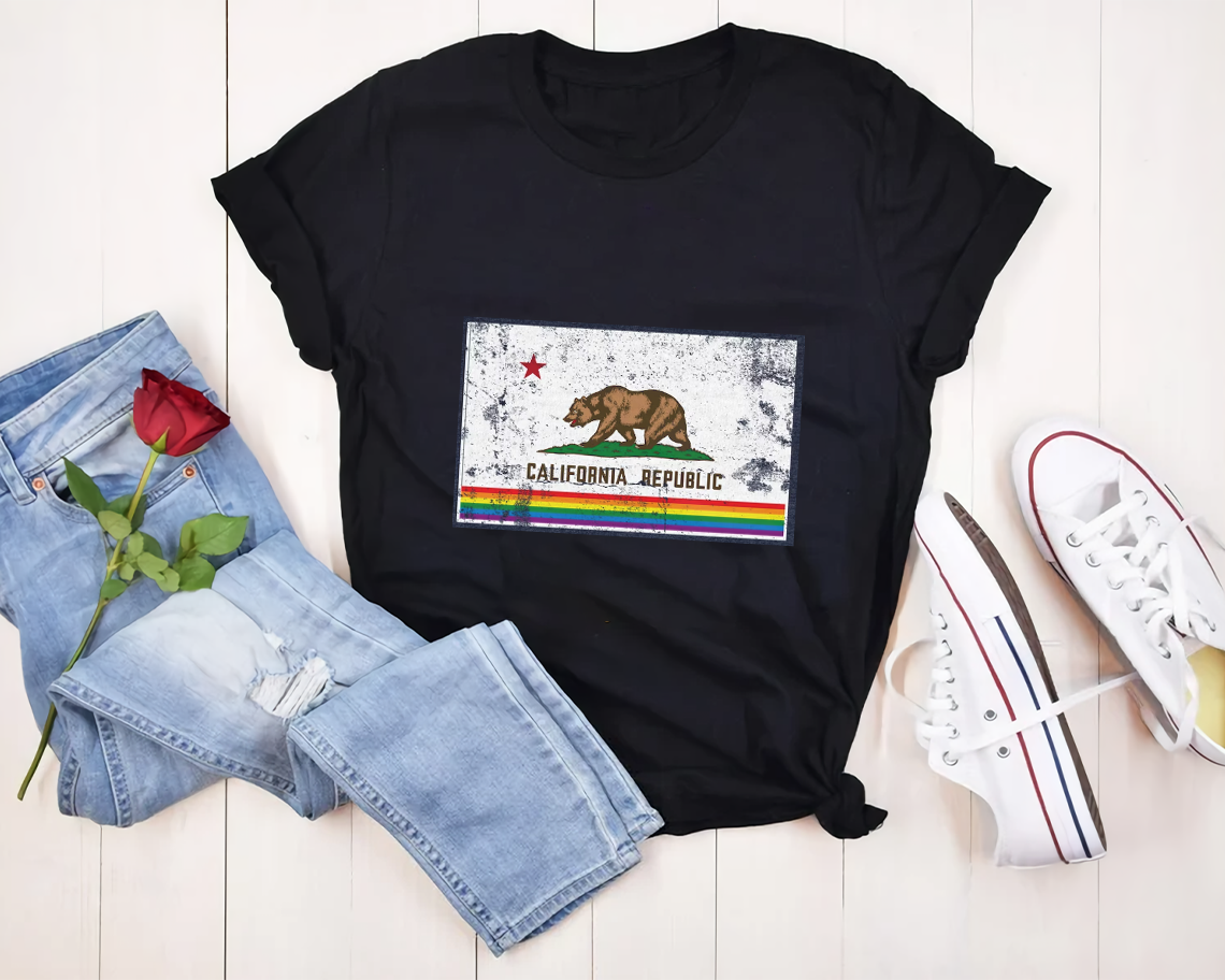 California Rainbow Pride Gay Lgbt T-Shirt Unisex S-6xl