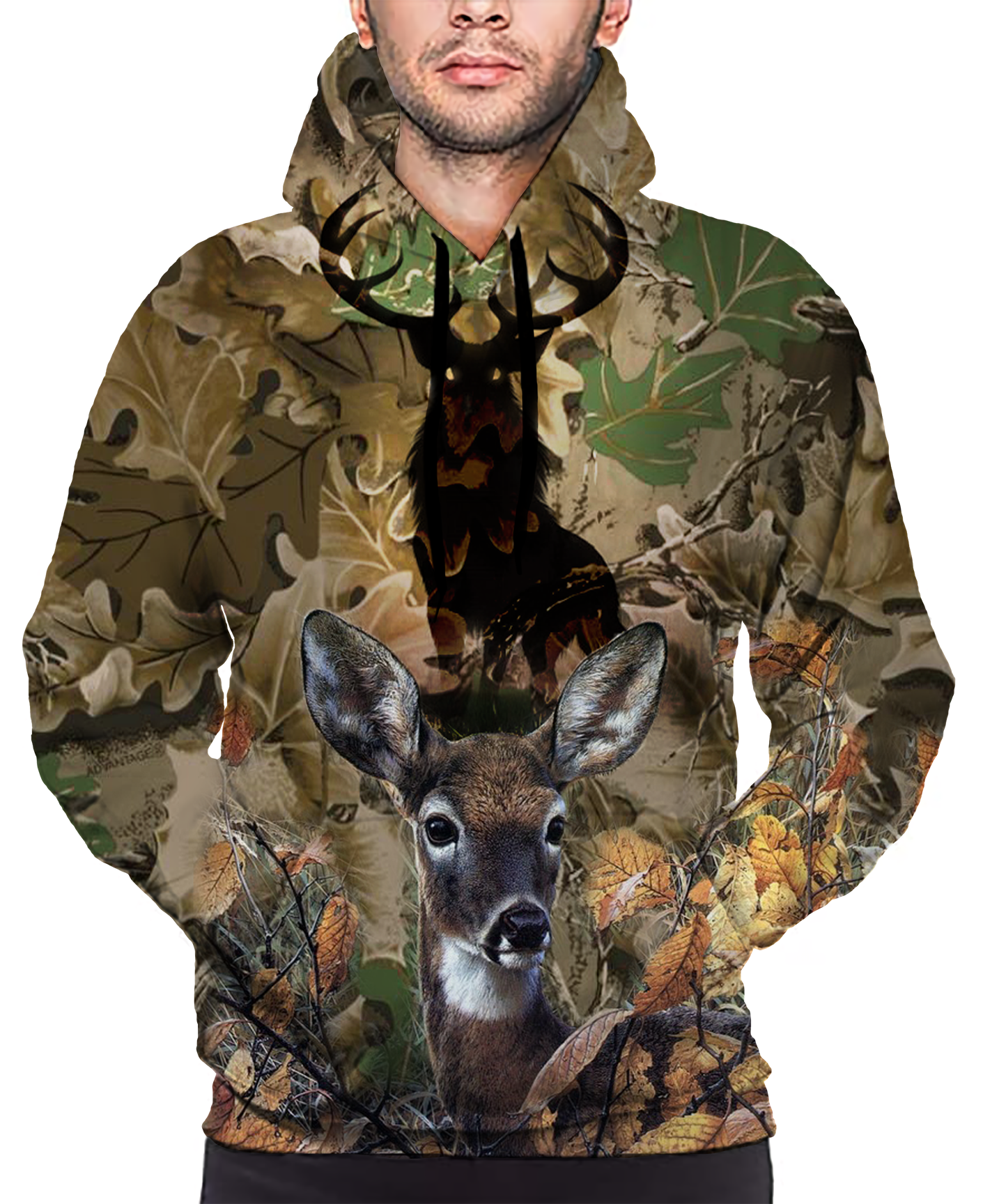 Camouflage Deer Hunting Zipper Print Long Sleeve Pullover Hoodie 3D Print Full S-5XL