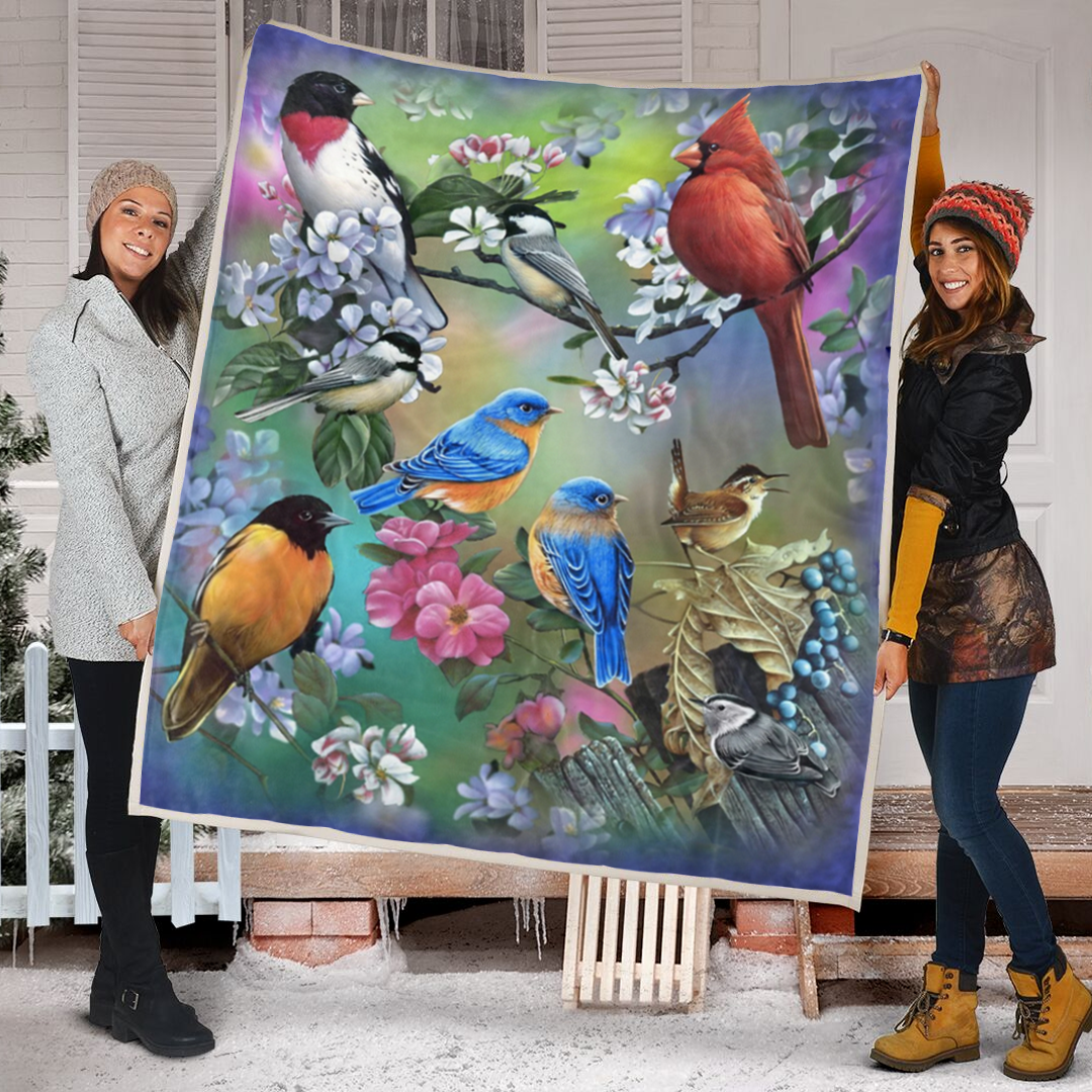 Blue Red Cardinal Heated Car Best Gifts Fleece Blanket bf1867