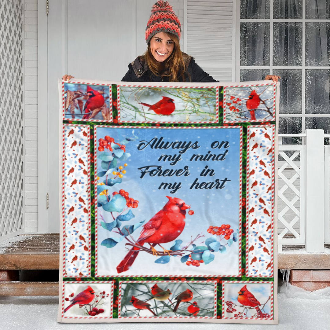 Always On My Mind Forever In My Heart Red Cardinal Fleece Blanket bf1872