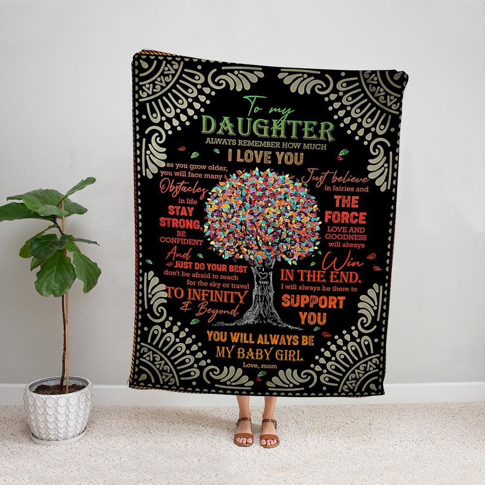Color tree mom to my daughter always remember how much I love you mandala pattern family Fleece Blanket