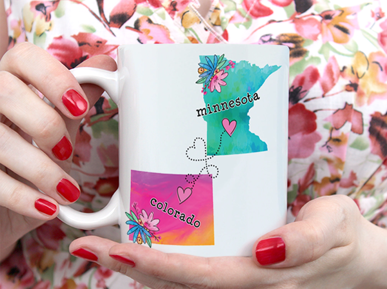 Colorado And Minnesota Personalized Name State Mug White Ceramic 11-15oz Coffee Tea Cup