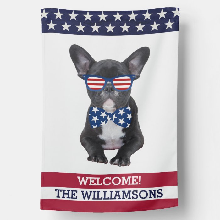 4th July Garden Flag, Independence Day French Bulldog, USA American Flag Custom Name Flag