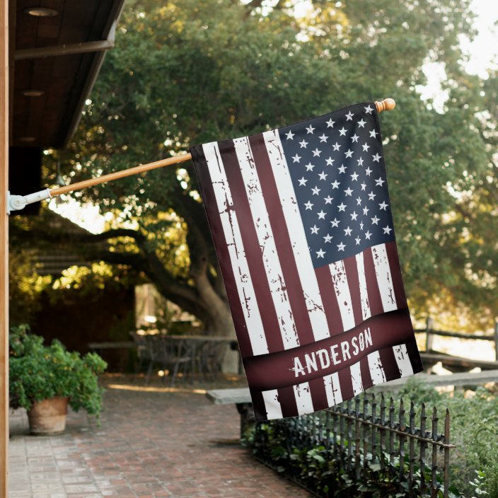 4th July Garden Flag, Independence Day Patriotic Family Name USA American Custom Name Flag