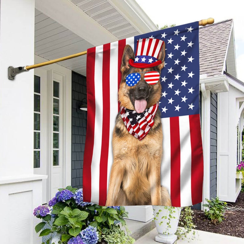 4th Of July Flag, Independence Day Horse Flag Garden Flag, German Shepherd