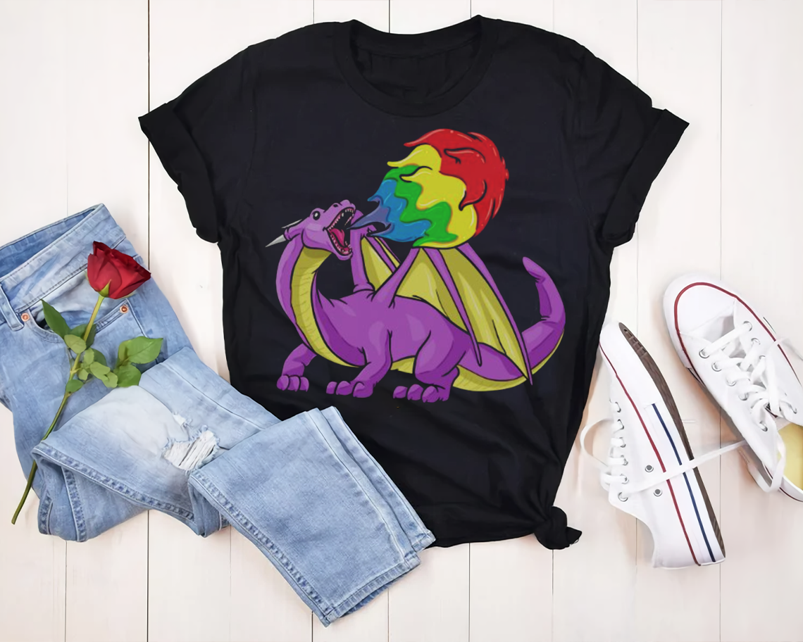 Dragon Lgbt Fire Breathing Gay Funny Gift T-shirt Unisex S-6xl