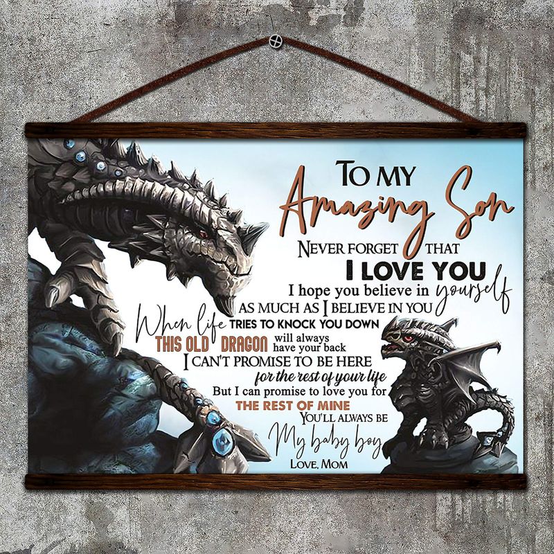 Dragon To My Amazing Son Never Forget Satin Poster Landscape no Frame