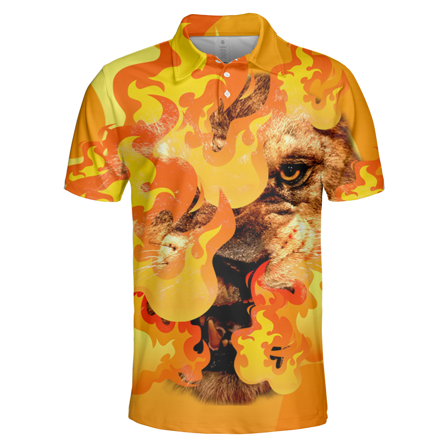 Ferocious Fire Lion With One Eye 3d All Over Print Polo Shirt
