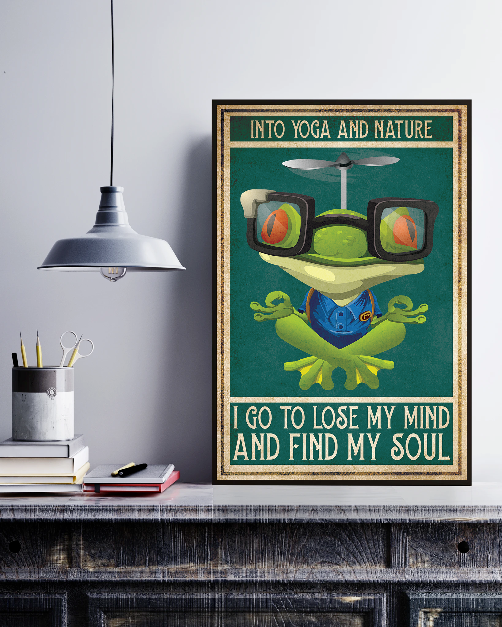 Frog Meditating Funny Wall Art, Yoga Poster, Frog Yoga Pose Poster No Frame