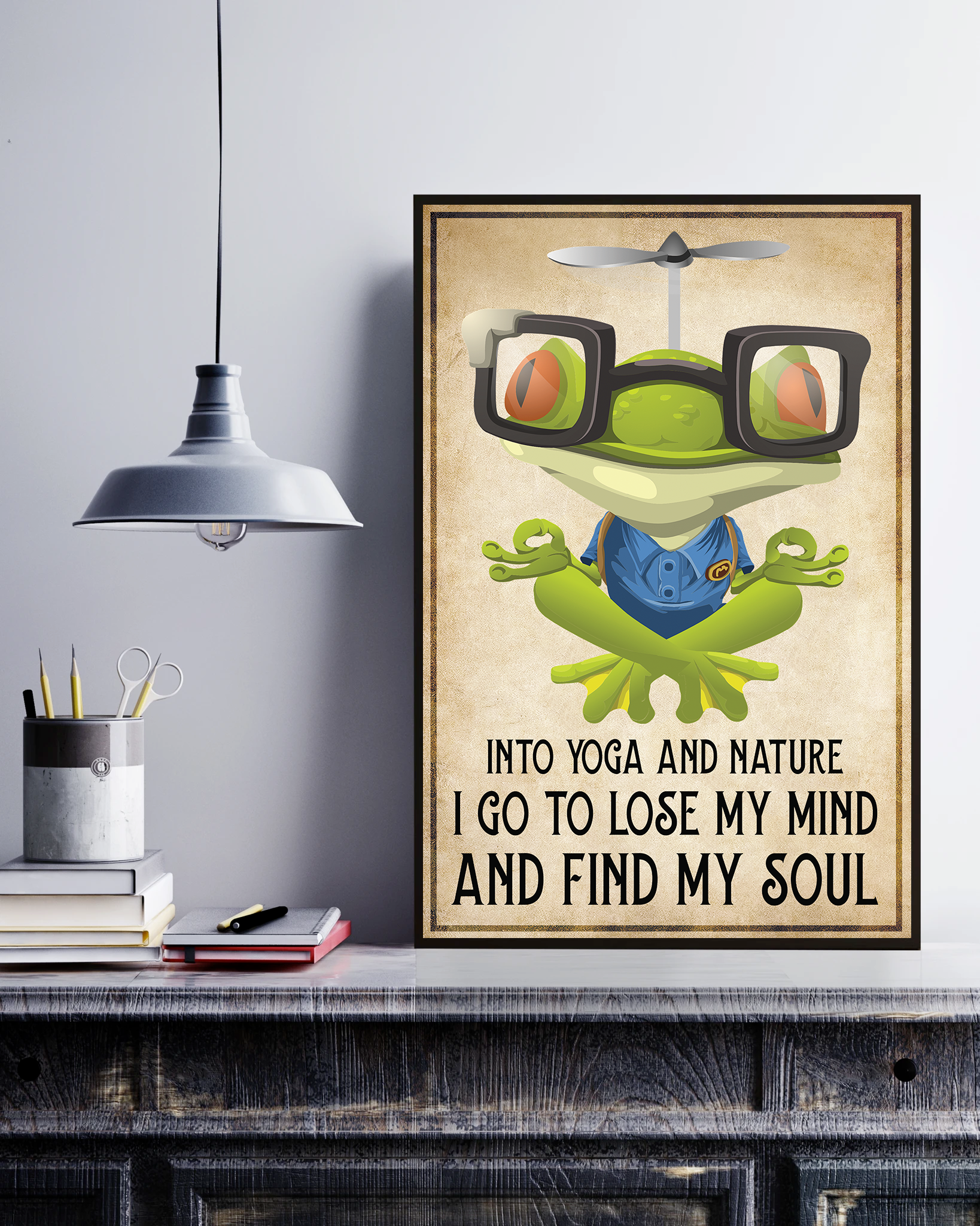 Frog Meditating Funny Wall Art, Yoga Poster Poster No Frame