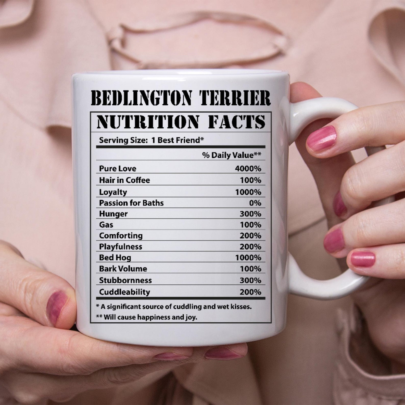 Funny Bedlington Terrier Gifts Nutritional Facts Mug White Ceramic 11-15oz Coffee Tea Cup