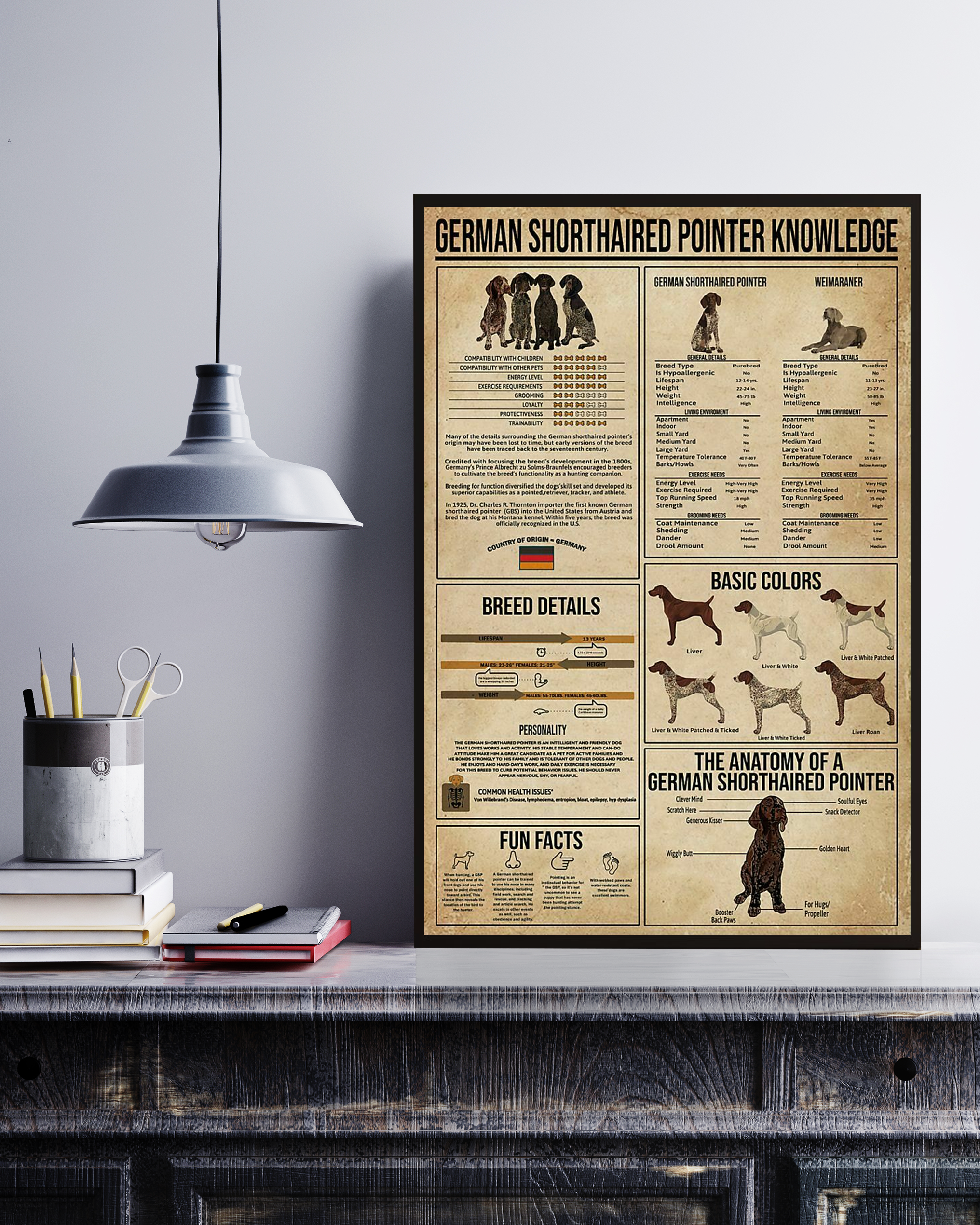 German Shorthaired Pointer Poster Portrait Knowledge Poster No Frame