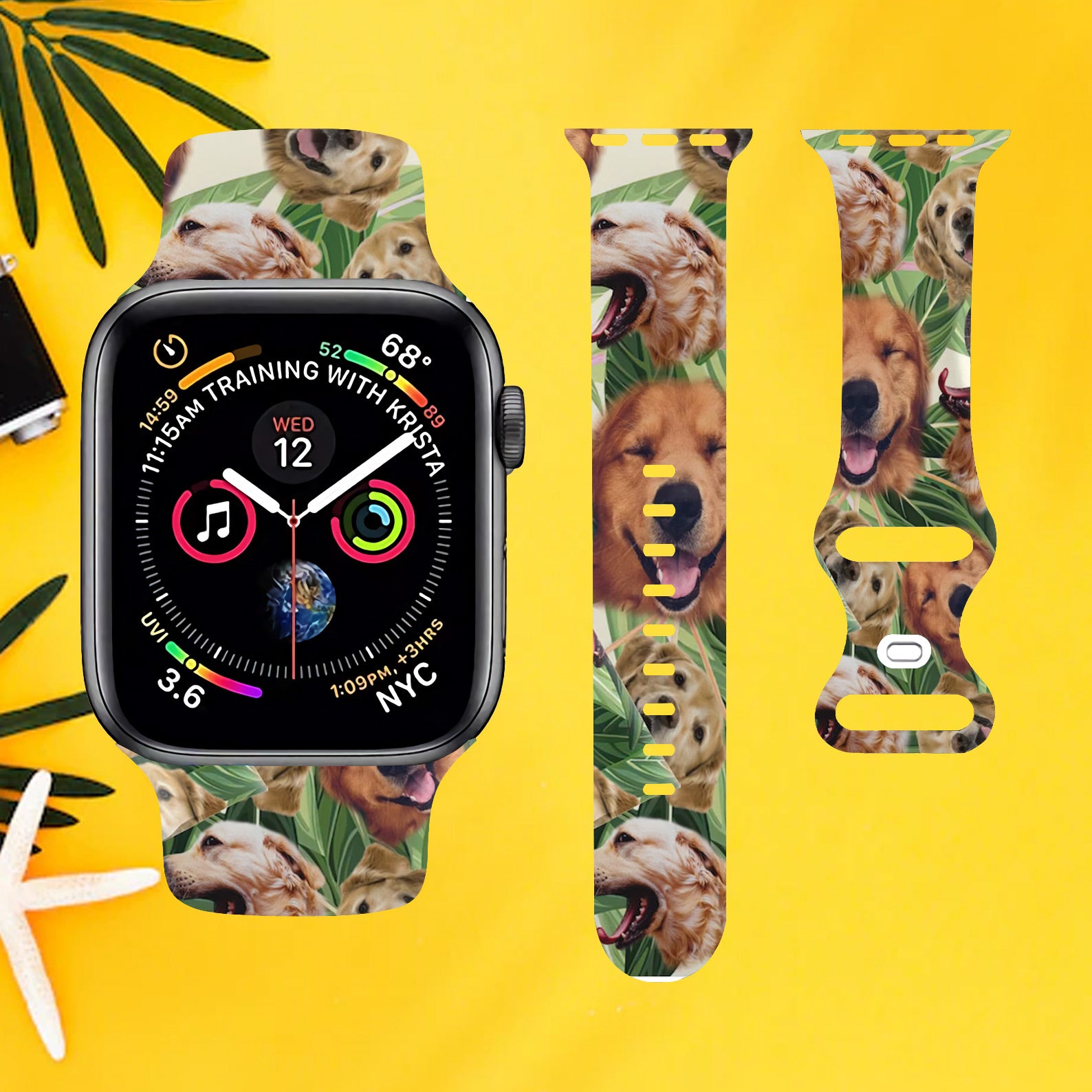 Golden Retriever Dog Colorful Watch Band for Apple Watch Thermo Elastomer