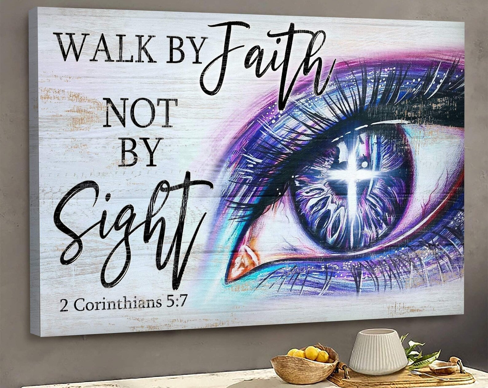 Gorgeous Eyes Walk By Faith Not By Sight Jesus Jesus God Christian Birthday Gift Christmas Gift Frame Wrapped Canvas Home Decor full size