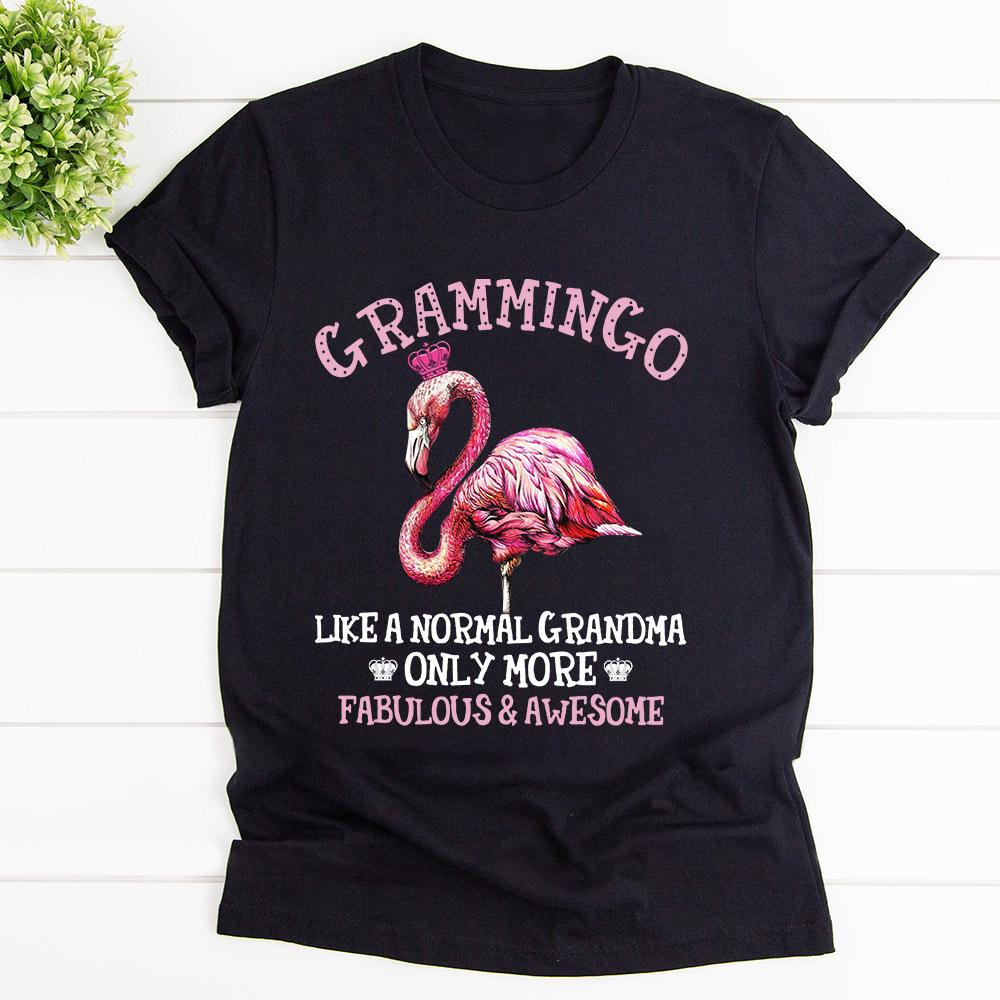 Grammingo Like A Normal Grandma More Fabulous & Awesome Cotton T Shirt Black Unisex S-6XL