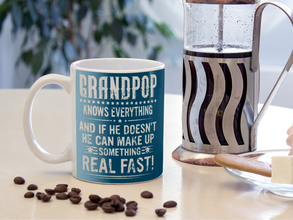 Grandpop Know Everything Fathers Day Mug Ceramic 11-15oz Coffee Tea Cup