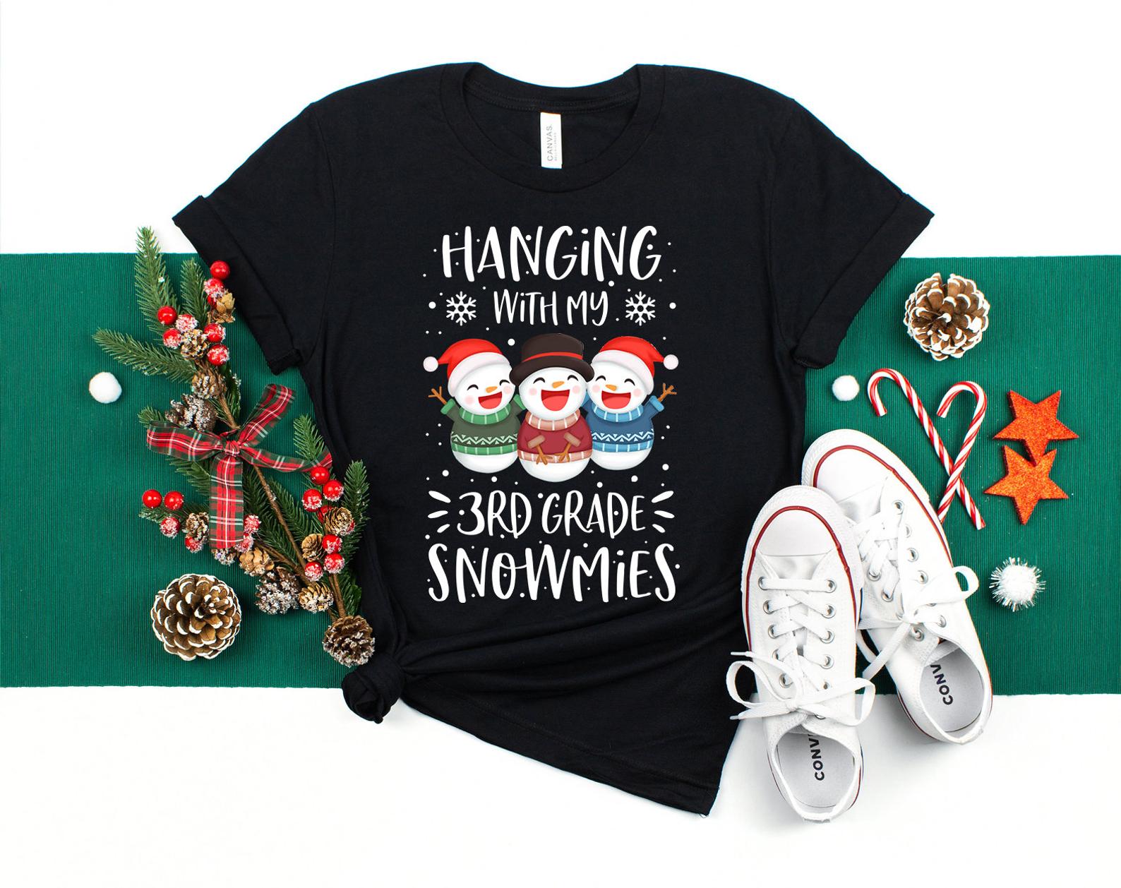 Hanging With My 3rd Grade Snowmies T Shirt Black Unisex S-6XL