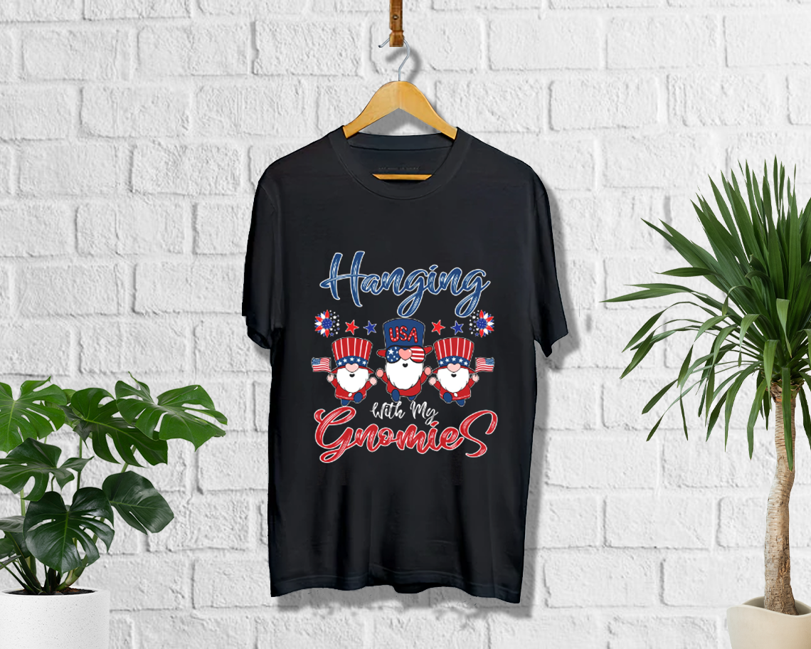 Hanging With My Gnomies Flag American Sunflower 4th July T-shirt Unisex S-6xl