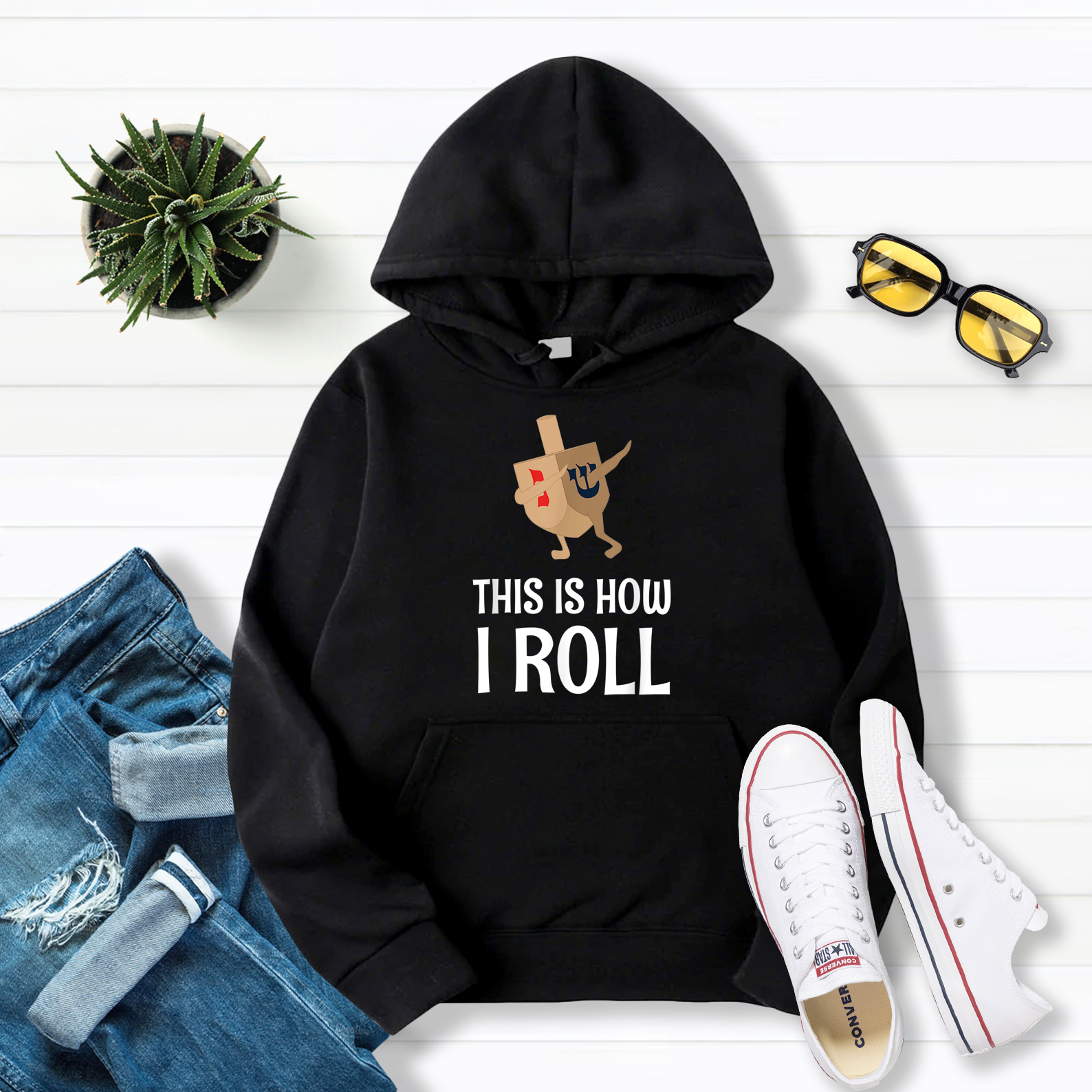 Hanukkah This Is How I Roll Chanukah Pullover Hoodie Black S-5XL