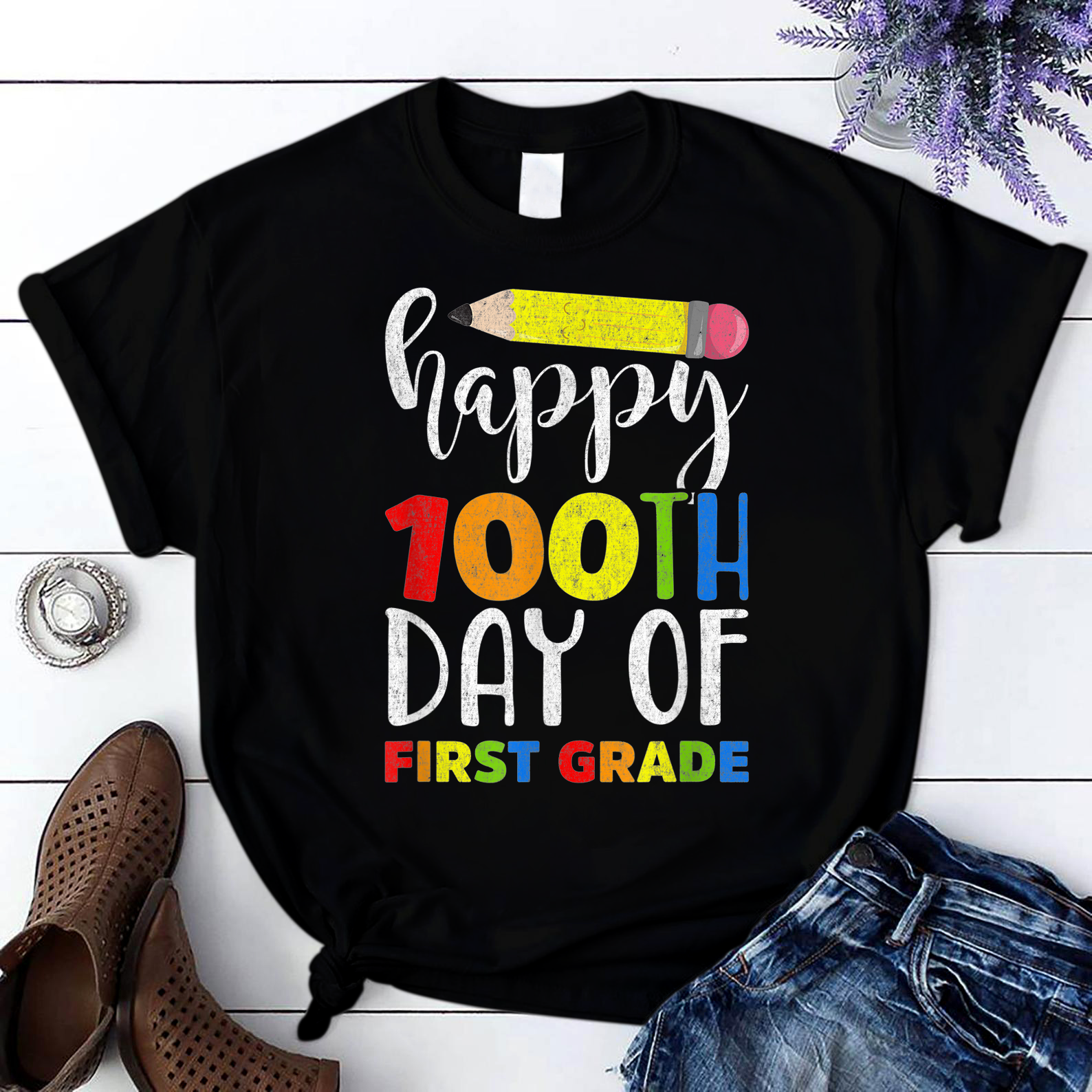 Happy 100 Days Of School Magical Learning Teacher Student T Shirt Black Unisex S-6Xl