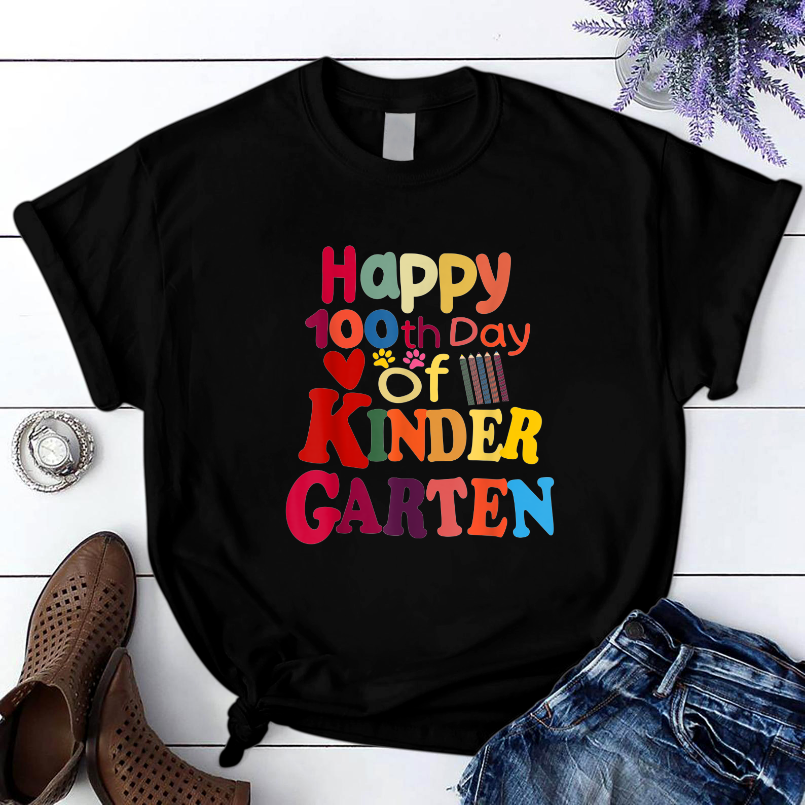 Happy 100Th Day Of First Grade Shirt For Teacher Or Child T Shirt Black Unisex S-6Xl