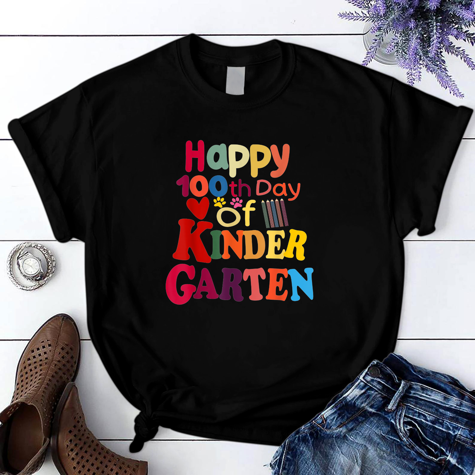 Happy 100Th Day Of Kindergarten 1 T Shirt Black Unisex S-6Xl