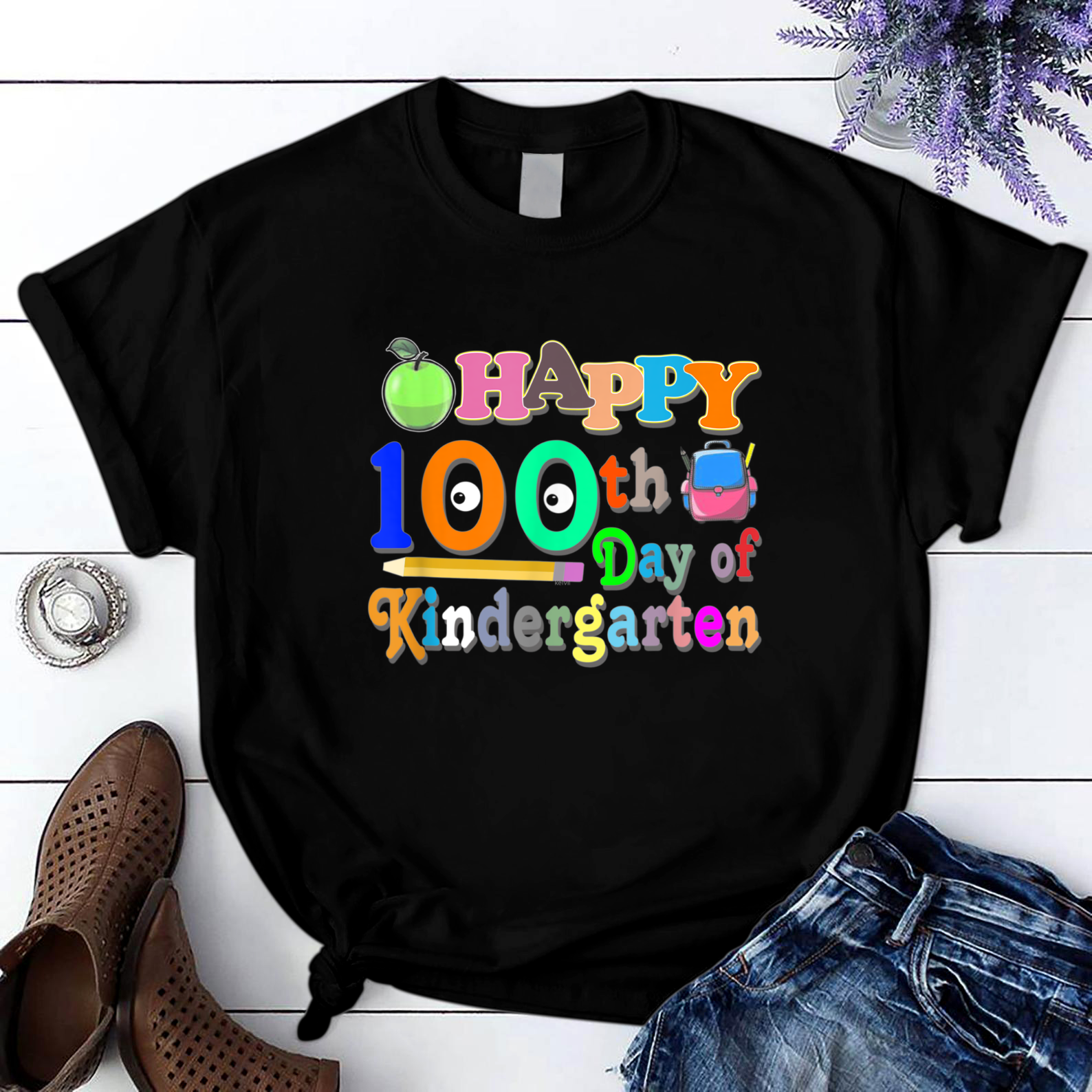 Happy 100Th Day Of Kindergarten 17 T Shirt Black Unisex S-6Xl