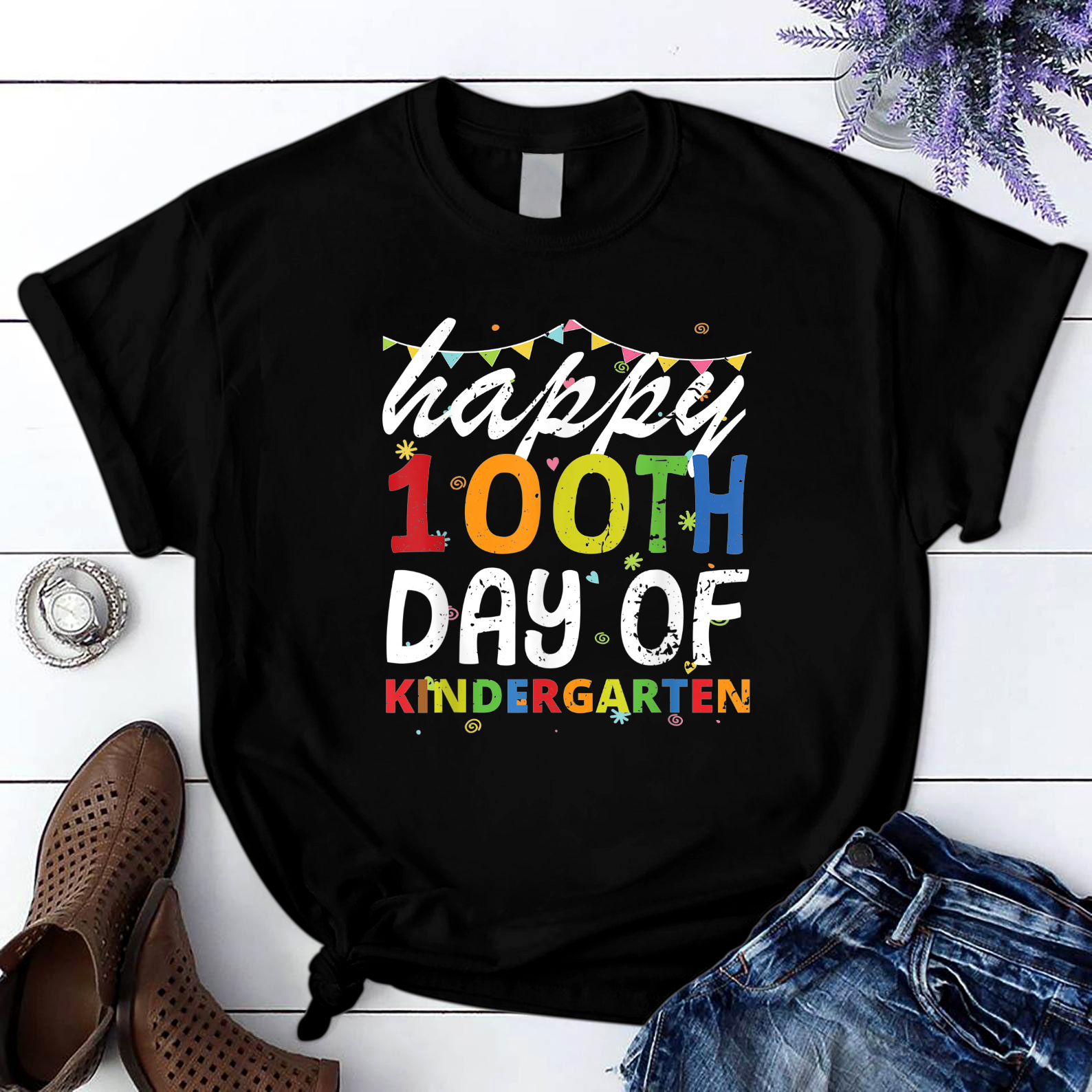 Happy 100Th Day Of Kindergarten 6 T Shirt Black Unisex S-6Xl