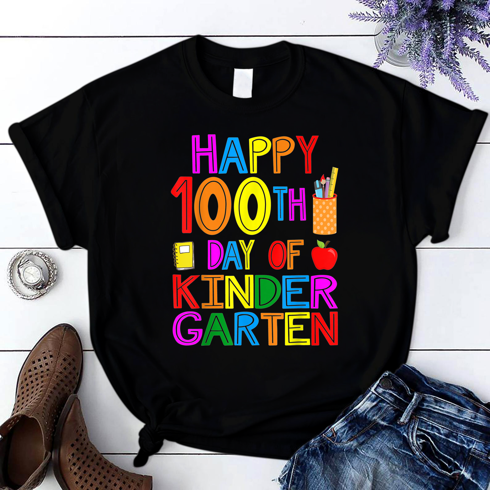 Happy 100Th Day Of Kindergarten 8 T Shirt Black Unisex S-6Xl